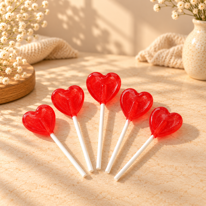 Piruletas con forma de corazón